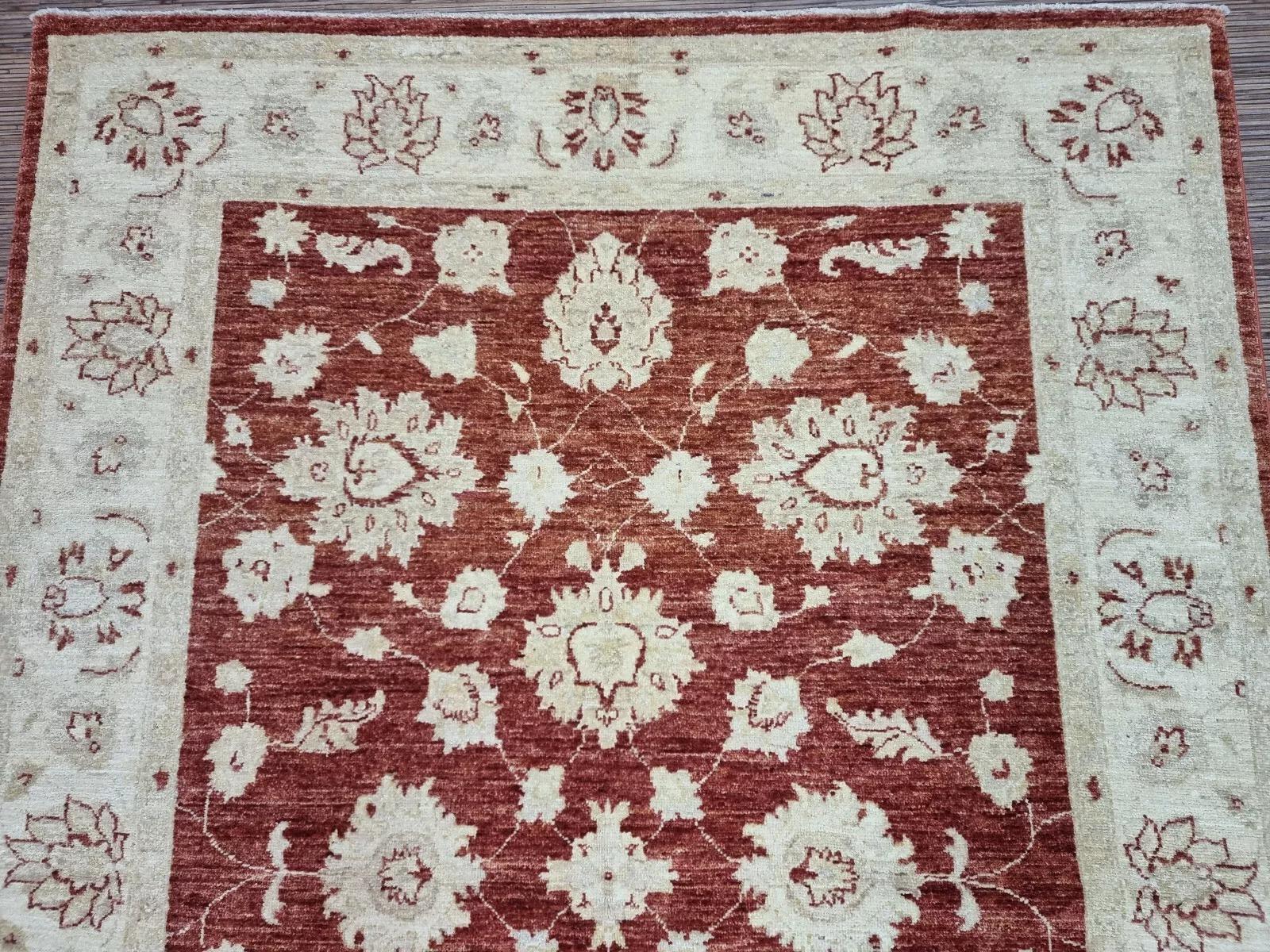 Handgefertigte Vintage Afghan Zigler Teppich 4,9 'x 6,6' 1980er Jahre - 1D157 im Zustand „Gut“ im Angebot in Bordeaux, FR