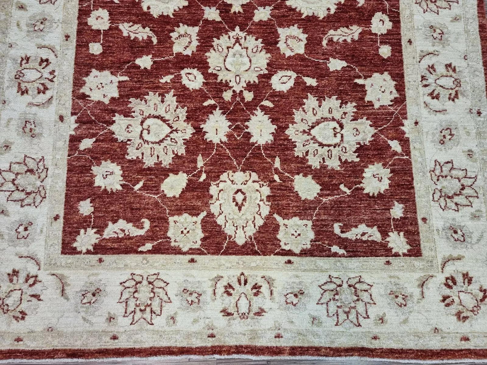 Handgefertigte Vintage Afghan Zigler Teppich 4,9 'x 6,6' 1980er Jahre - 1D157 (Ende des 20. Jahrhunderts) im Angebot