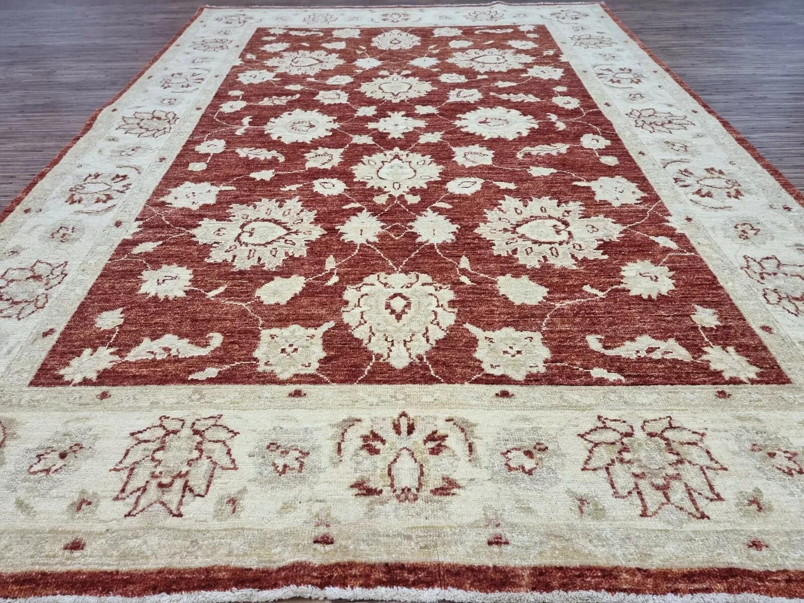 Handgefertigte Vintage Afghan Zigler Teppich 4,9 'x 6,6' 1980er Jahre - 1D157 im Angebot 1