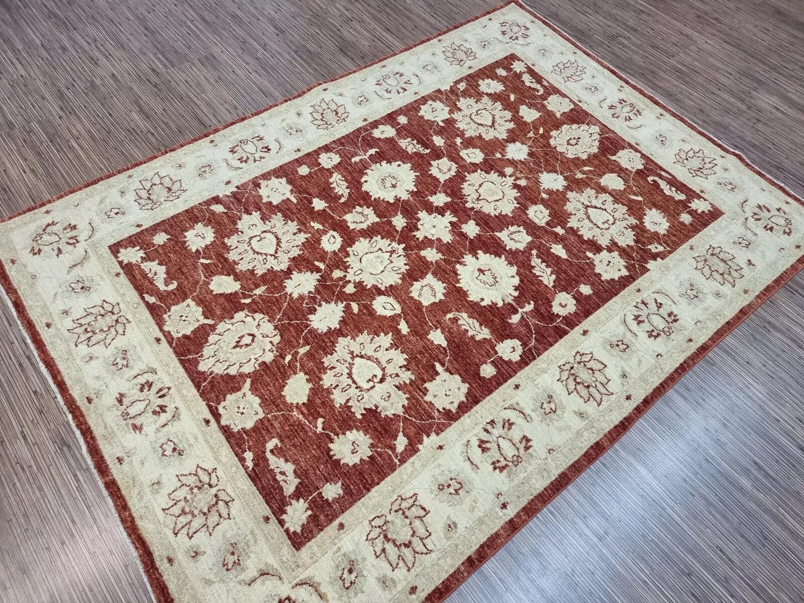 Handgefertigte Vintage Afghan Zigler Teppich 4,9 'x 6,6' 1980er Jahre - 1D157 im Angebot 2