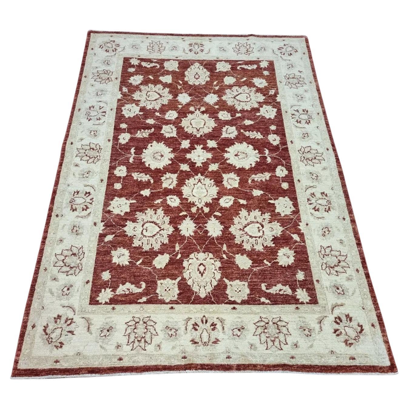 Handgefertigte Vintage Afghan Zigler Teppich 4,9 'x 6,6' 1980er Jahre - 1D157
