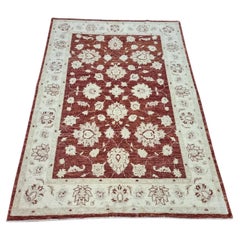 Handmade Vintage Afghan Zigler Rug 4.9' x 6.6' 1980s - 1D157