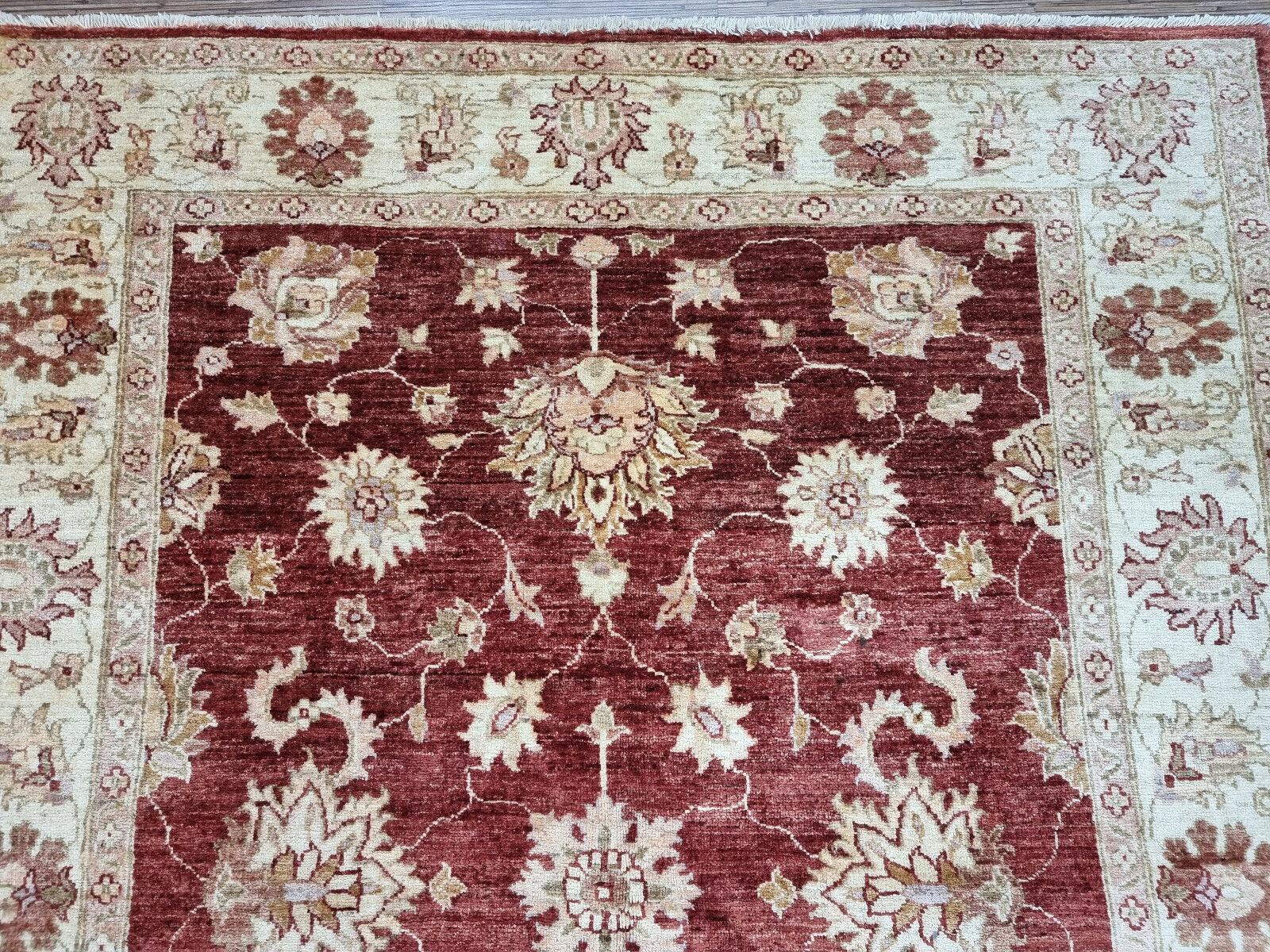 Late 20th Century Handmade Vintage Afghan Zigler Rug 5.1' x 6.4', 1980s - 1D72 For Sale