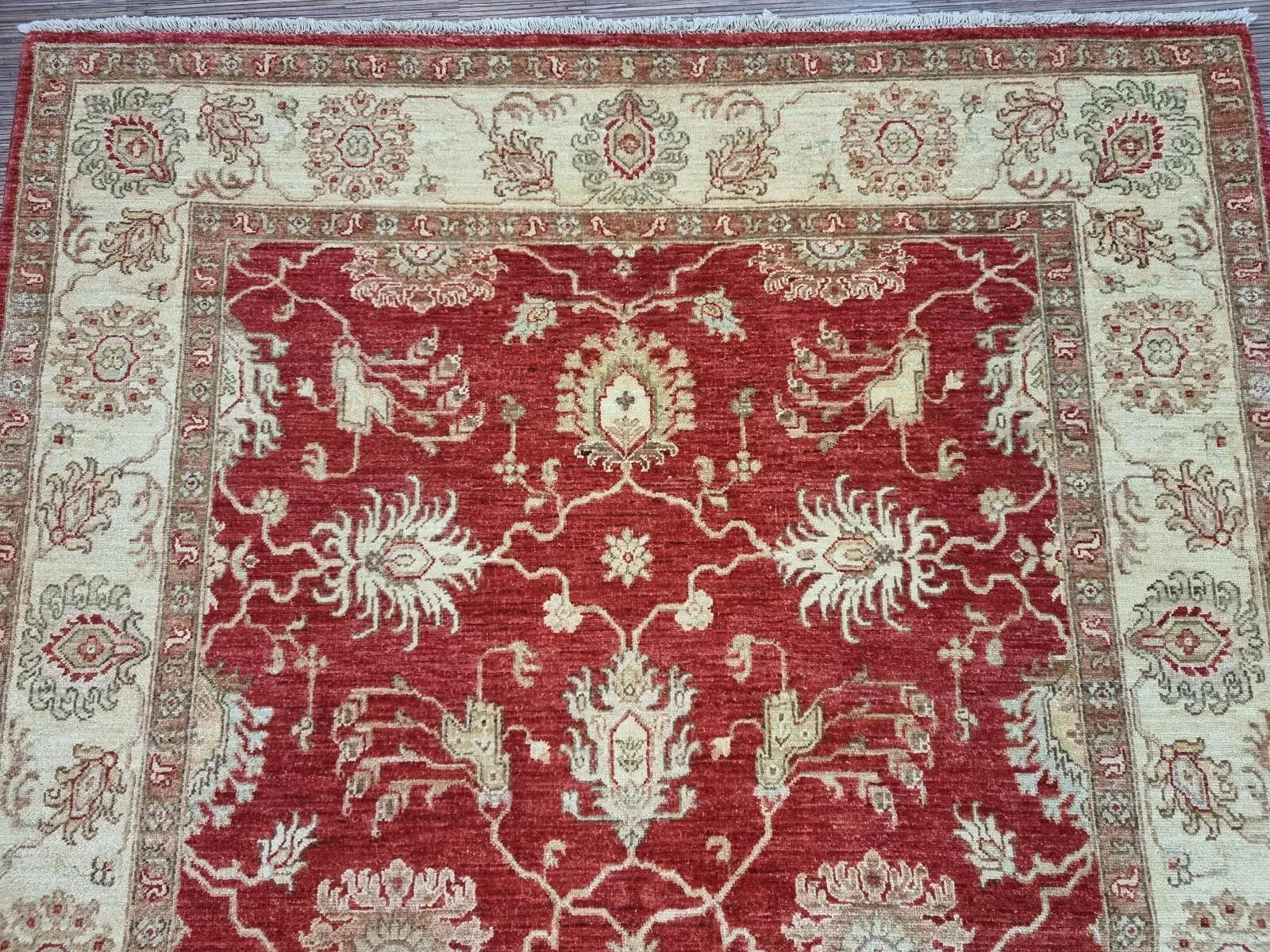 Lana Tappeto ZIGLER afgano d'epoca fatto a mano 5,6' x 7,9' anni '80 - 1D158 in vendita