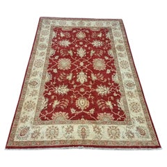 Tapis afghan Zigler vintage fait à la main 5,6' x 7,9' 1980 - 1D158
