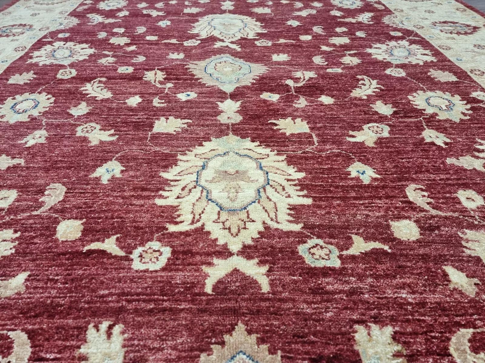 Annodato a mano Tappeto ZIGLER afgano d'epoca fatto a mano 5,6' x 7,9' anni '80 - 1D159 in vendita