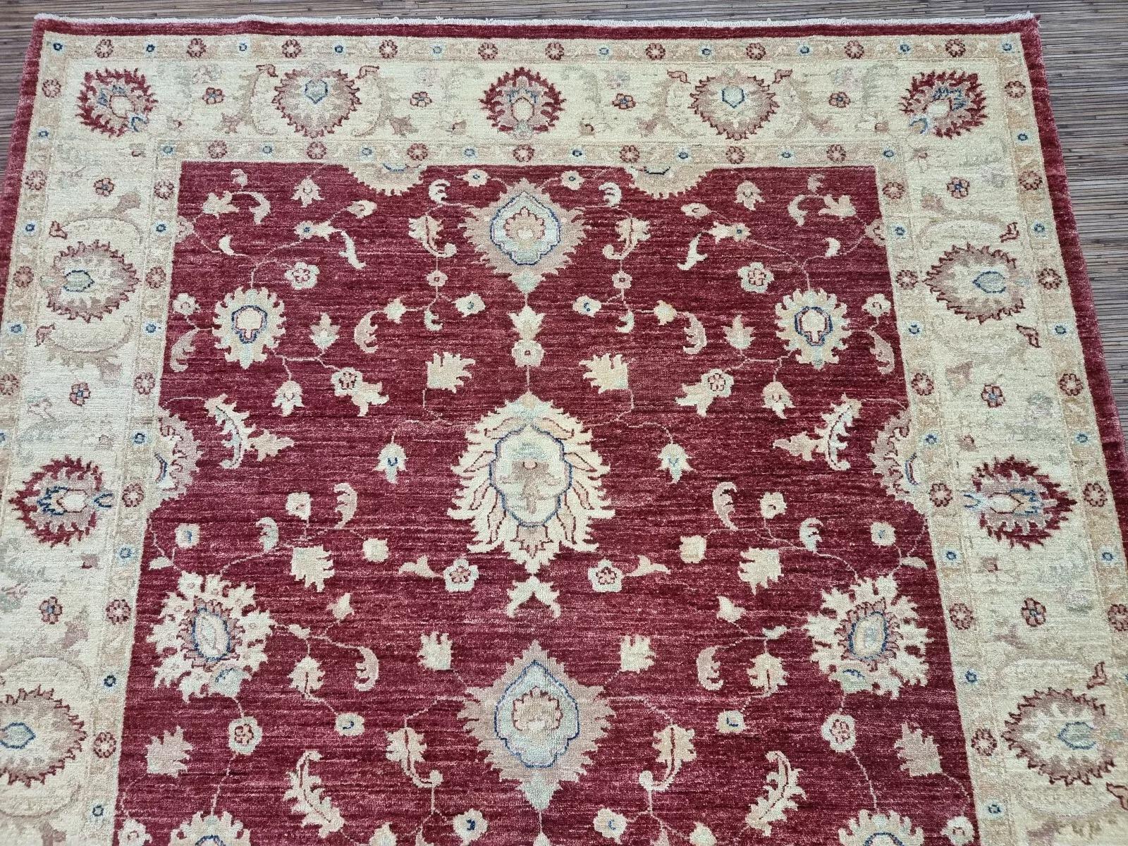Lana Tappeto ZIGLER afgano d'epoca fatto a mano 5,6' x 7,9' anni '80 - 1D159 in vendita