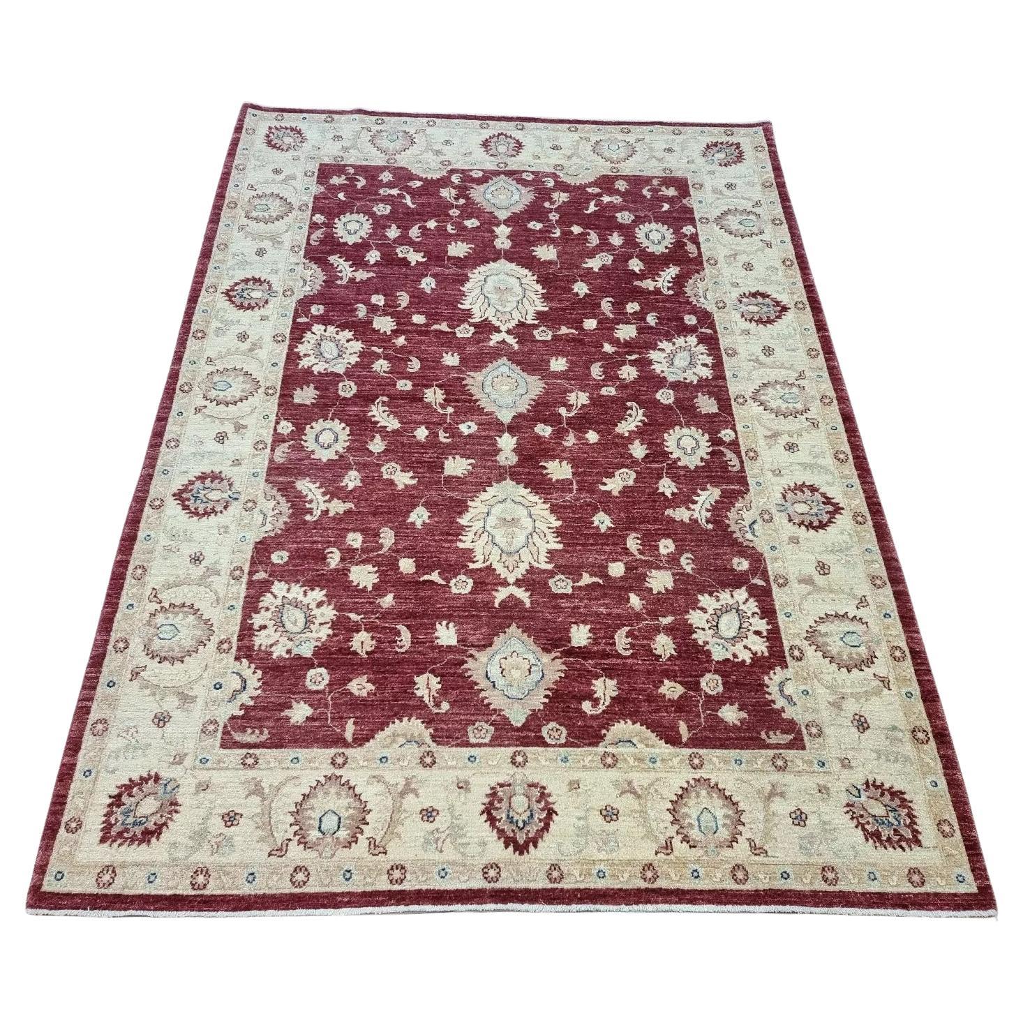 Handgefertigte Vintage Afghan Zigler Teppich 5,6 'x 7,9' 1980er Jahre - 1D159