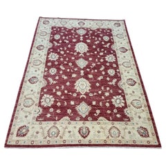Handmade Vintage Afghan Zigler Rug 5.6' x 7.9' 1980s - 1D159