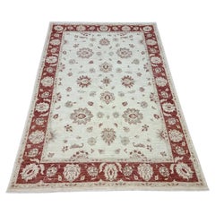 Handmade Vintage Afghan Zigler Rug 5.6' x 7.9' 1980s - 1D160