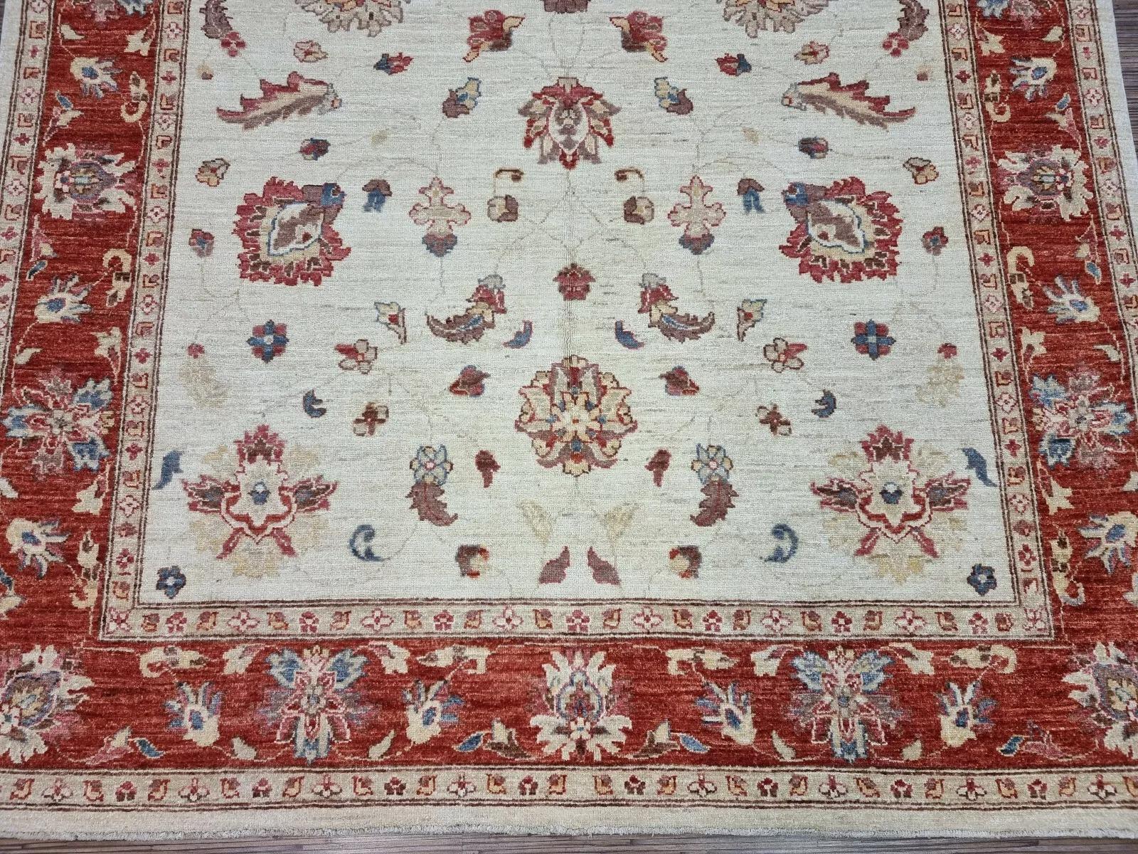 Handgefertigter afghanischer ZIGLER-Teppich 5,6' x 7,9' 1980er Jahre - 1D161 im Zustand „Gut“ im Angebot in Bordeaux, FR