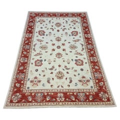Handmade Vintage Afghan Zigler Rug 5.6' x 7.9' 1980s - 1D161
