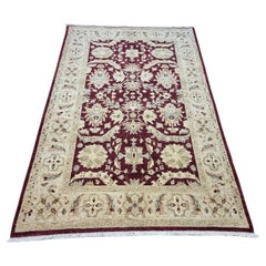 Handmade Vintage Afghan Zigler Rug 5.6' x 8.5' 1980s - 1D162