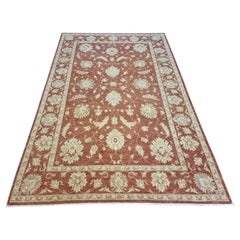Handmade Vintage Afghan Zigler Rug 6.6' x 9.2' 1980s - 1D171