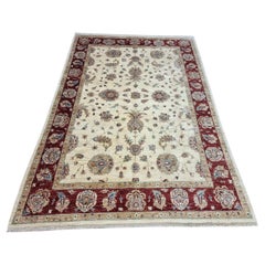Handmade Vintage Afghan Zigler Rug 6.6' x 9.8' 1980s - 1D164