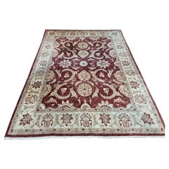 Tapis afghan Zigler vintage fait à la main 6,7' x 9', 1980 - 1D75