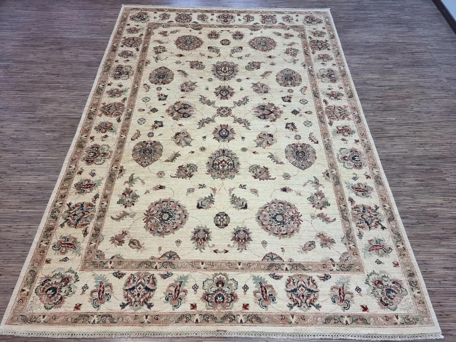 Handmade Vintage Afghan Zigler Rug 6.8' x 9.5' 1980s - 1D169 For Sale 4