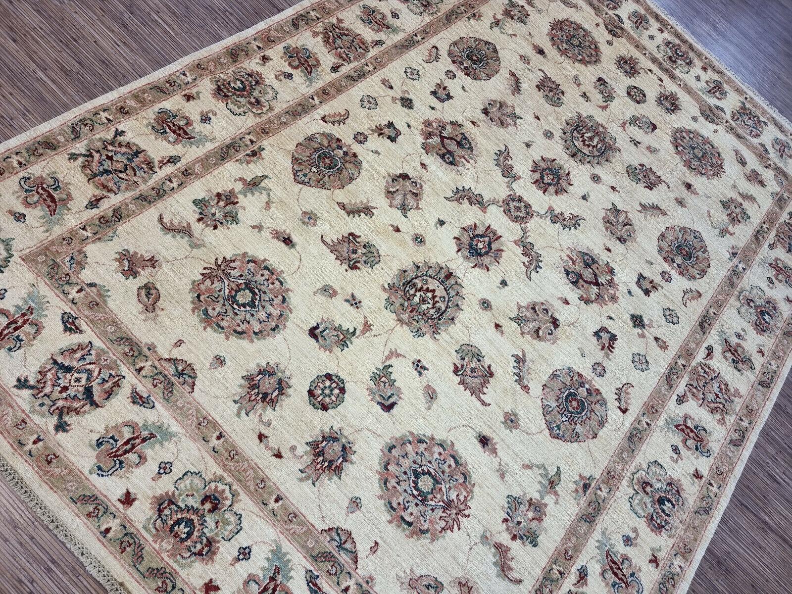 Handmade Vintage Afghan Zigler Rug 6.8' x 9.5' 1980s - 1D169 For Sale 6