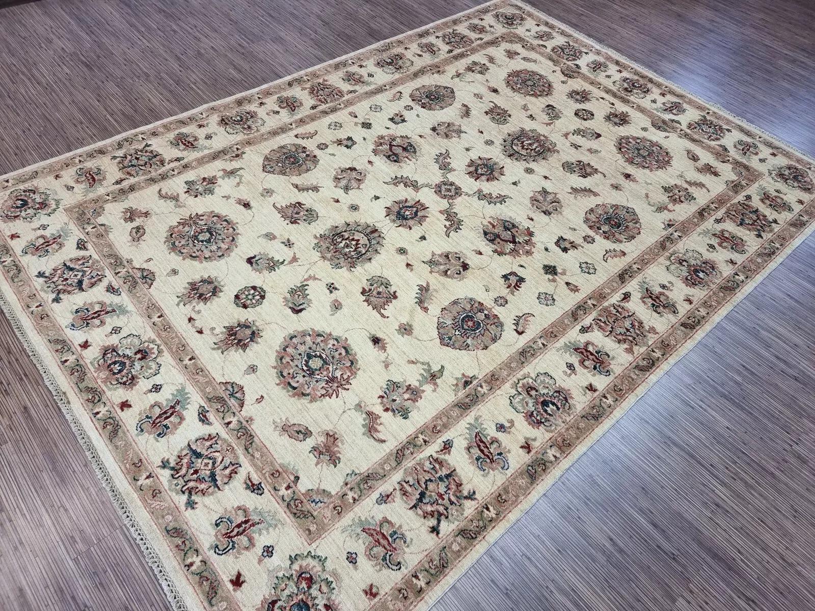 Handmade Vintage Afghan Zigler Rug 6.8' x 9.5' 1980s - 1D169 For Sale 1