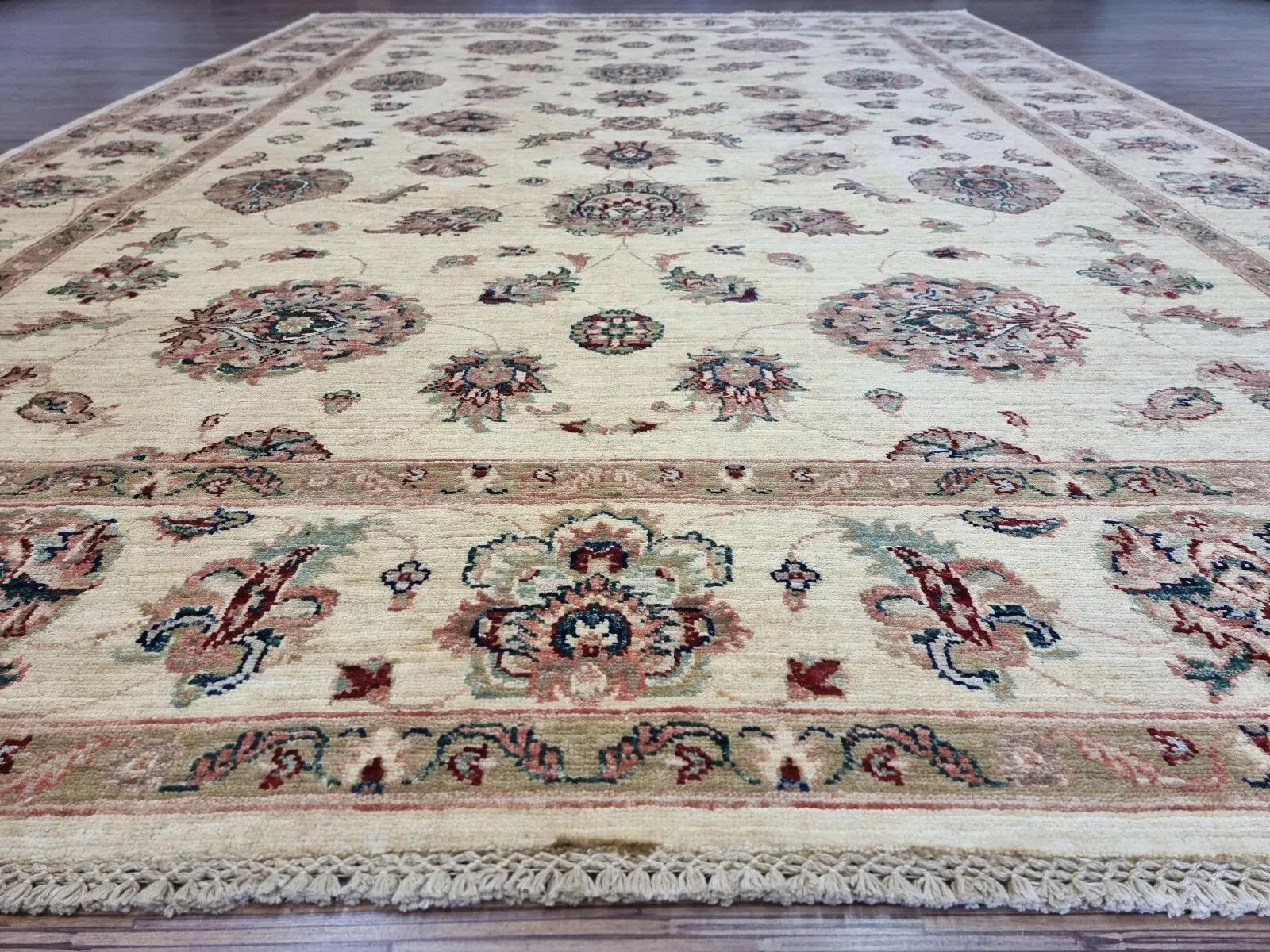 Handmade Vintage Afghan Zigler Rug 6.8' x 9.5' 1980s - 1D169 For Sale 2