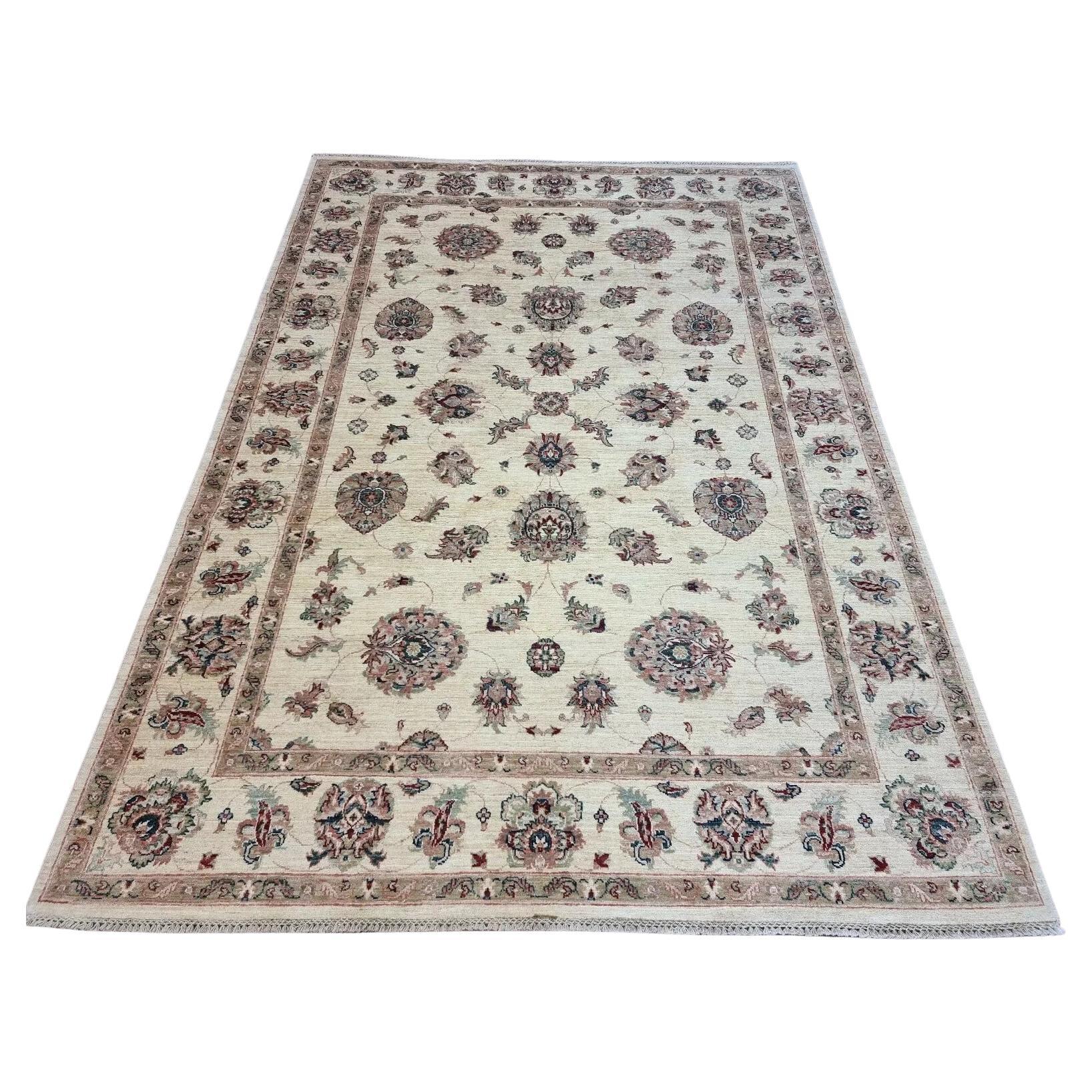 Handmade Vintage Afghan Zigler Rug 6.8' x 9.5' 1980s - 1D169