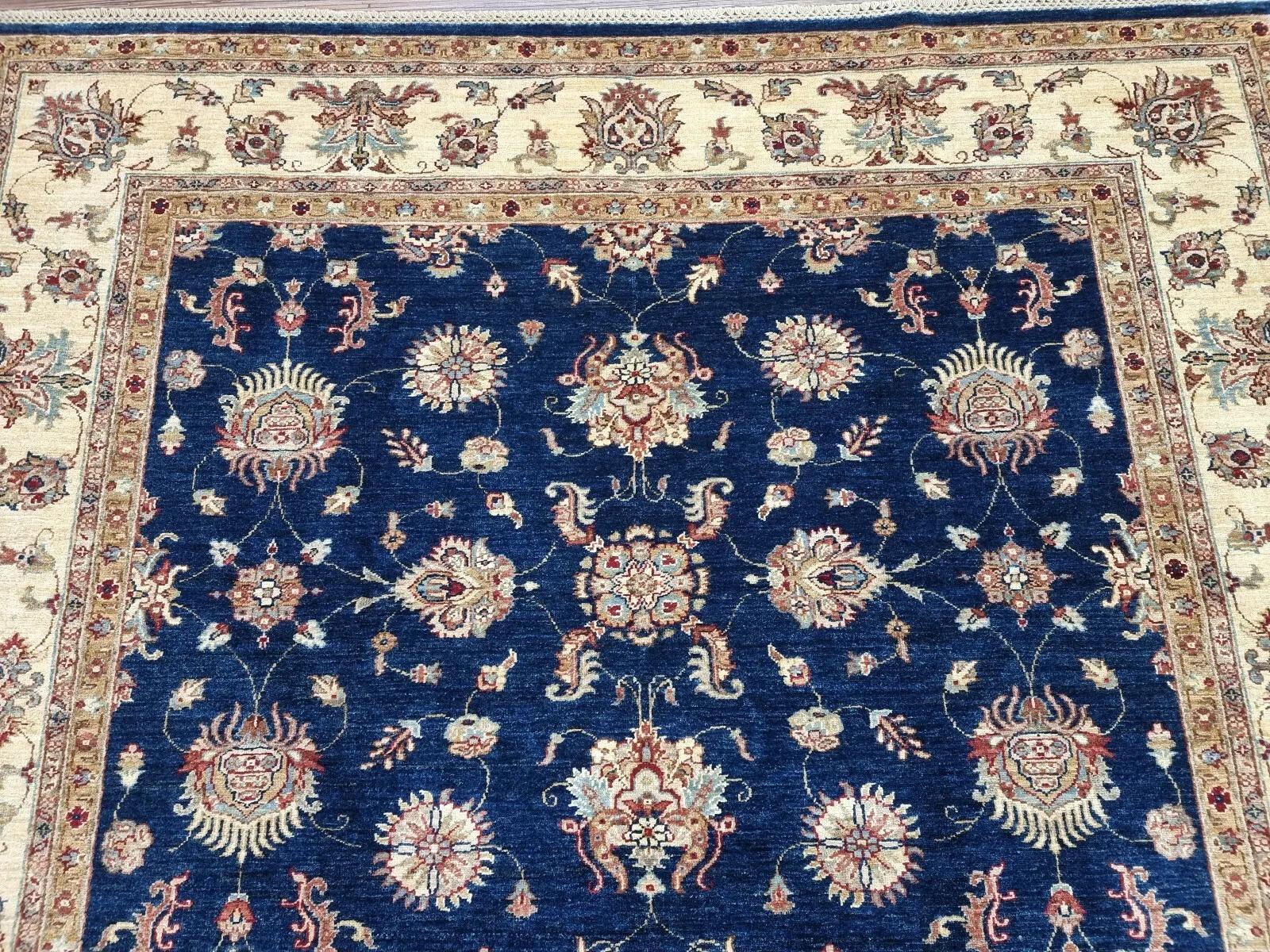 Handgefertigter afghanischer Zigler Teppich 6,9' x 9,5' 1980er Jahre - 1D170 (Ende des 20. Jahrhunderts) im Angebot
