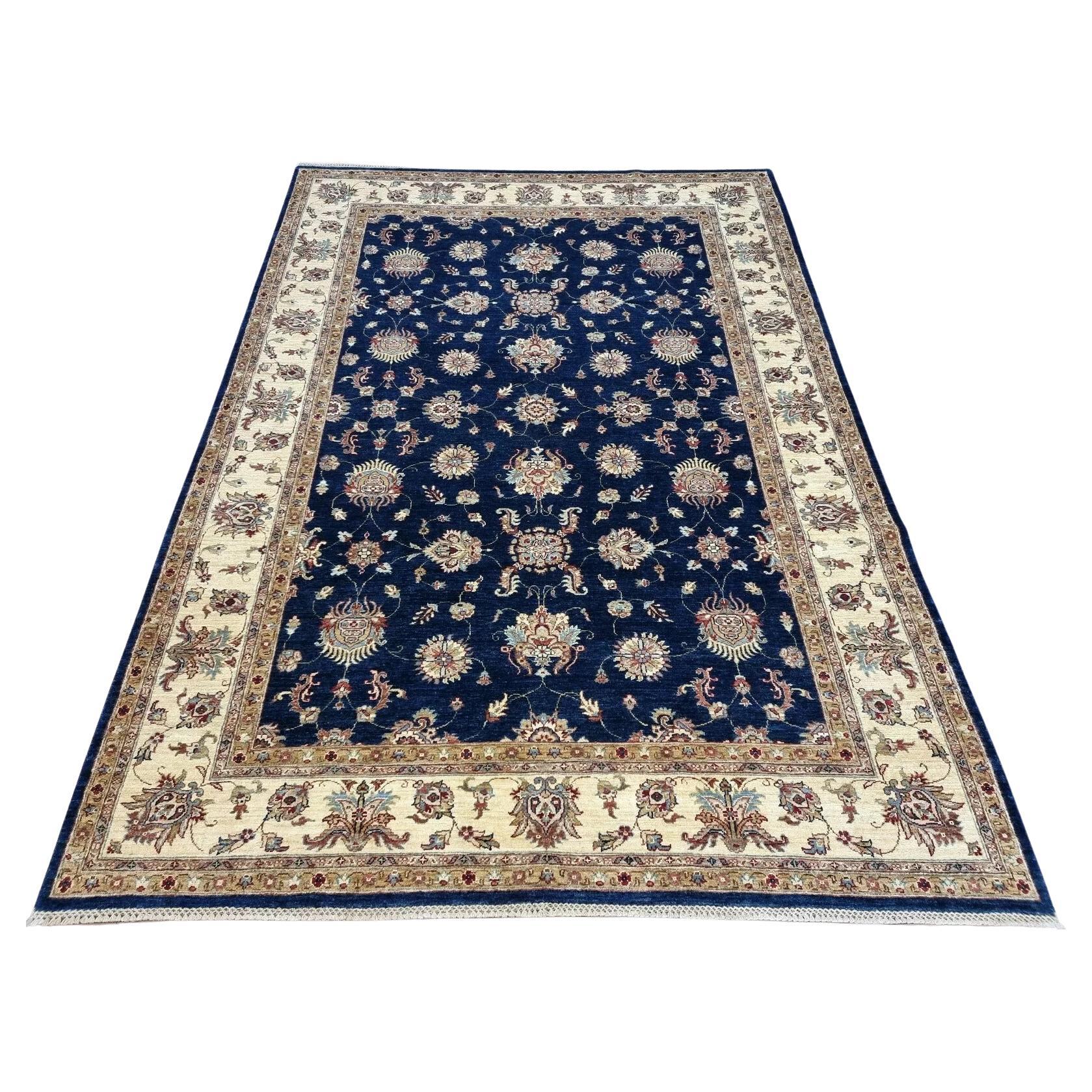 Handmade Vintage Afghan Zigler Rug 6.9' x 9.5' 1980s - 1D170