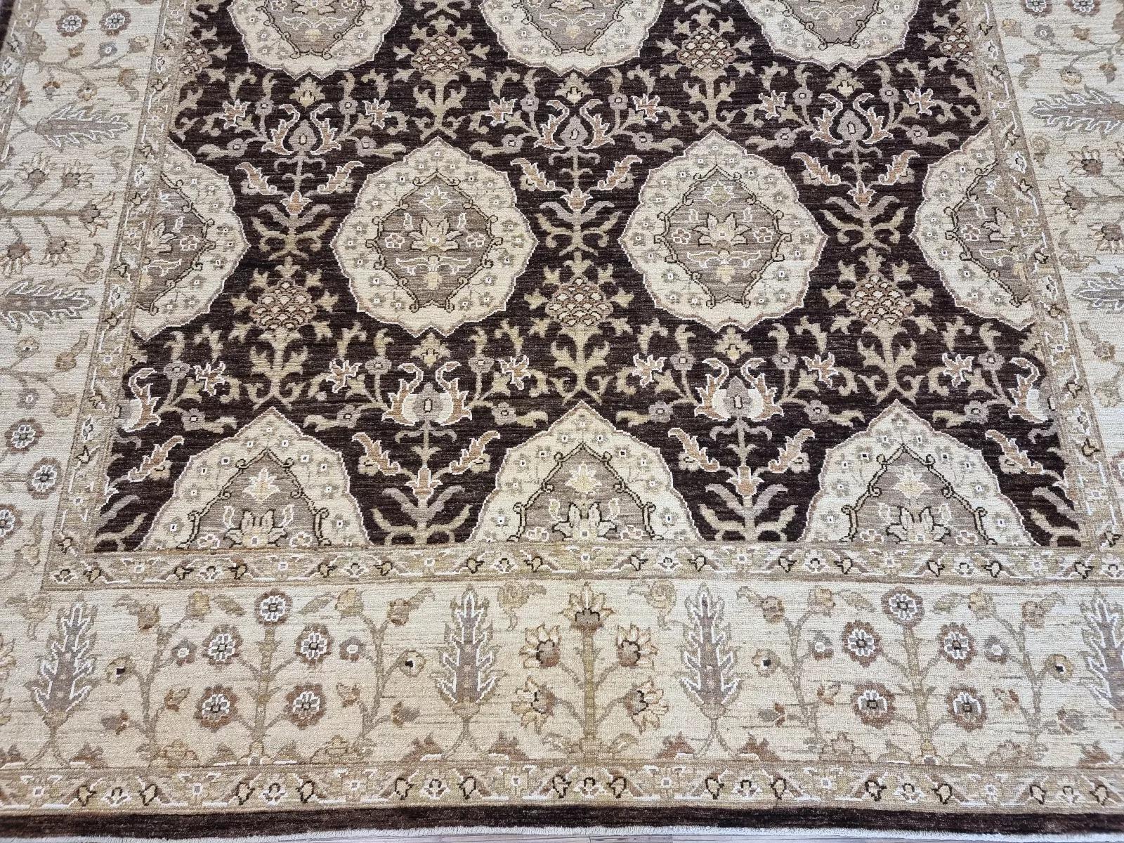 Handgefertigter afghanischer Zigler Teppich 8' x 9.9' 1980er Jahre - 1D168 im Zustand „Gut“ im Angebot in Bordeaux, FR