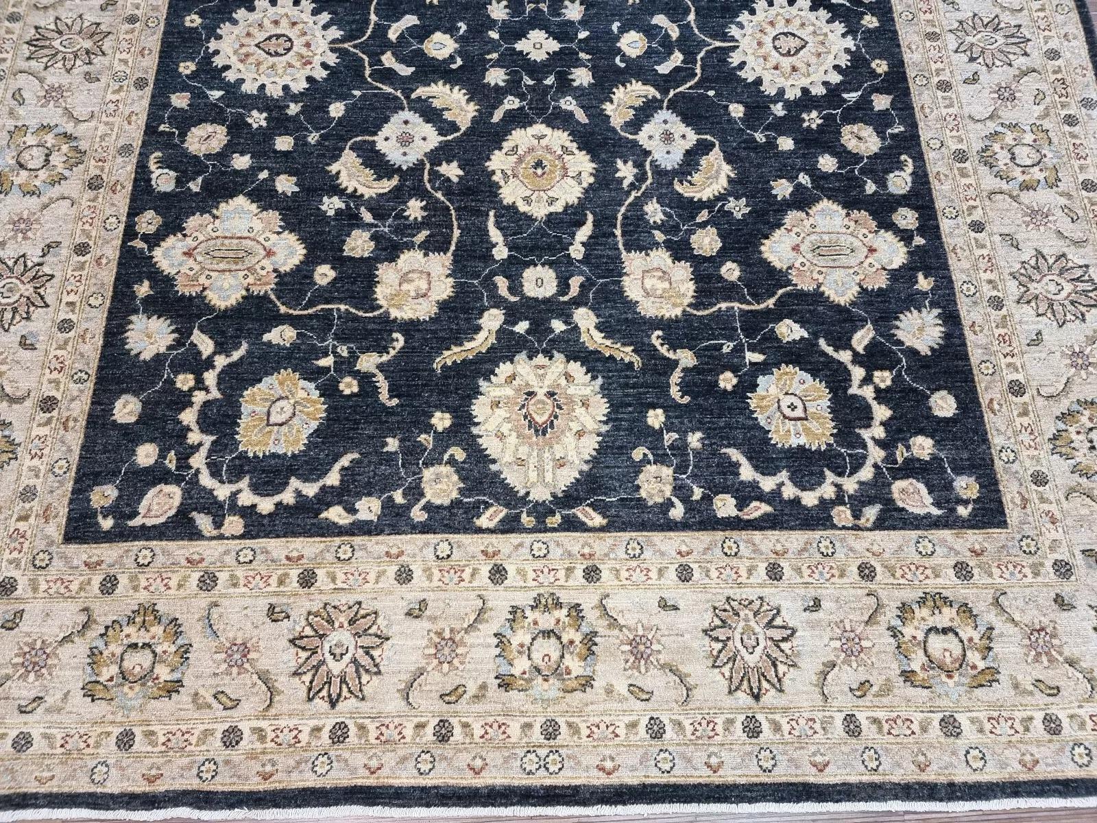 Handgefertigter afghanischer Zigler Teppich 8.1' x 9.7' 1980er Jahre - 1D167 im Zustand „Gut“ im Angebot in Bordeaux, FR
