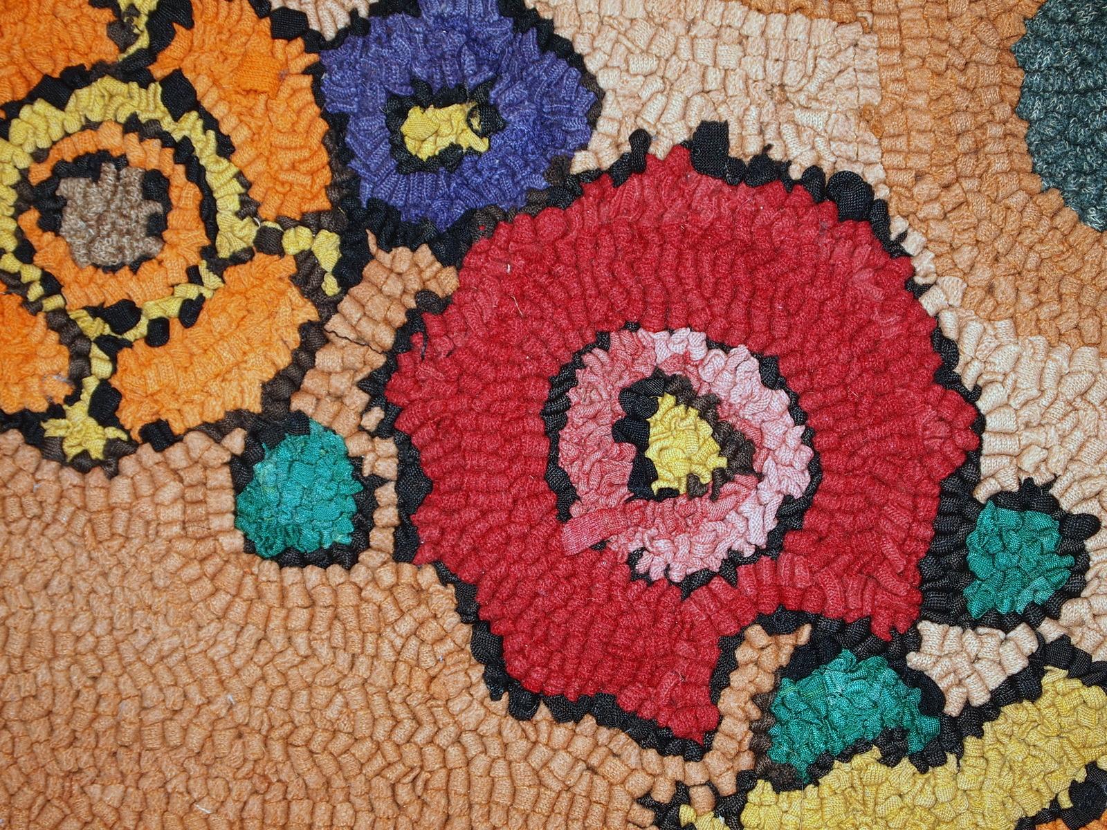 Lana Tappeto vintage americano fatto a mano con i ganci, anni '40, 1C21 in vendita