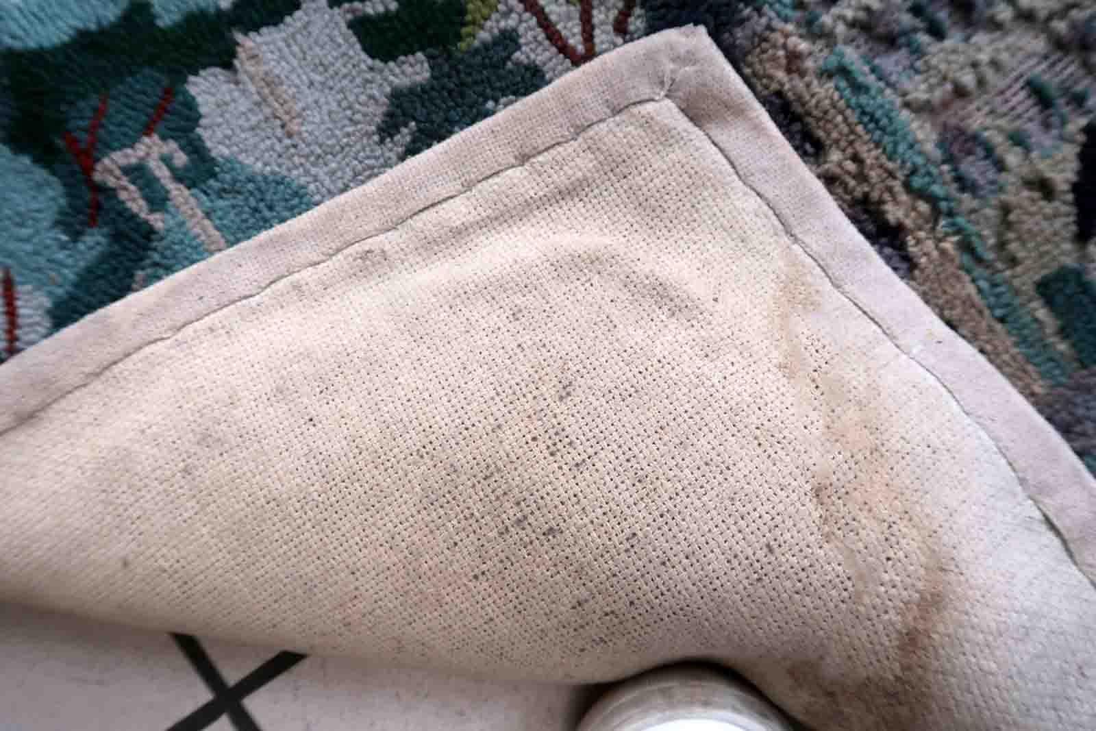Tapis crocheté américain vintage fait à la main avec un motif pictural. Le tapis date du milieu du 20e siècle. Il y a des restaurations anciennes.

-condition : restauré,

-circa : 1940s,

-Taille : 1.8' x 2.8' (56cm x 86cm),

-Matériau :