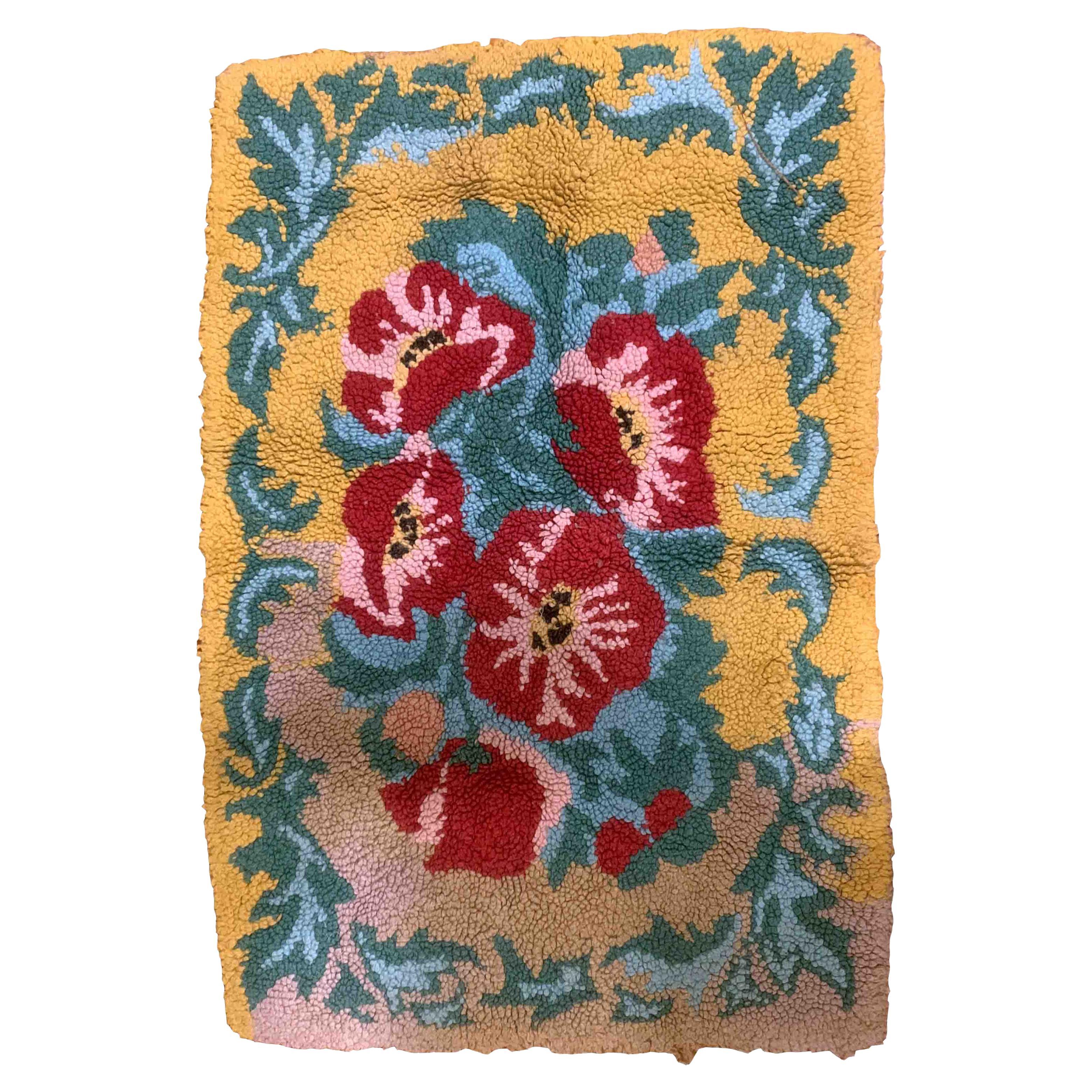 Handmade Vintage American Hooked Rug, 1960s, 1B888