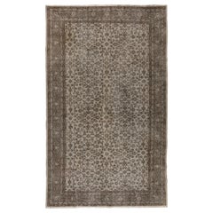 7x11 Ft Handmade Vintage Anatolian Area Rug. Floral Modern Wool Carpet in Gray