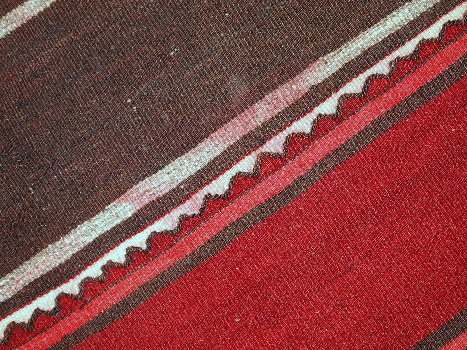 Wool Handmade Vintage Ardabil Kilim Style Runner, 1950s, 1C355 For Sale