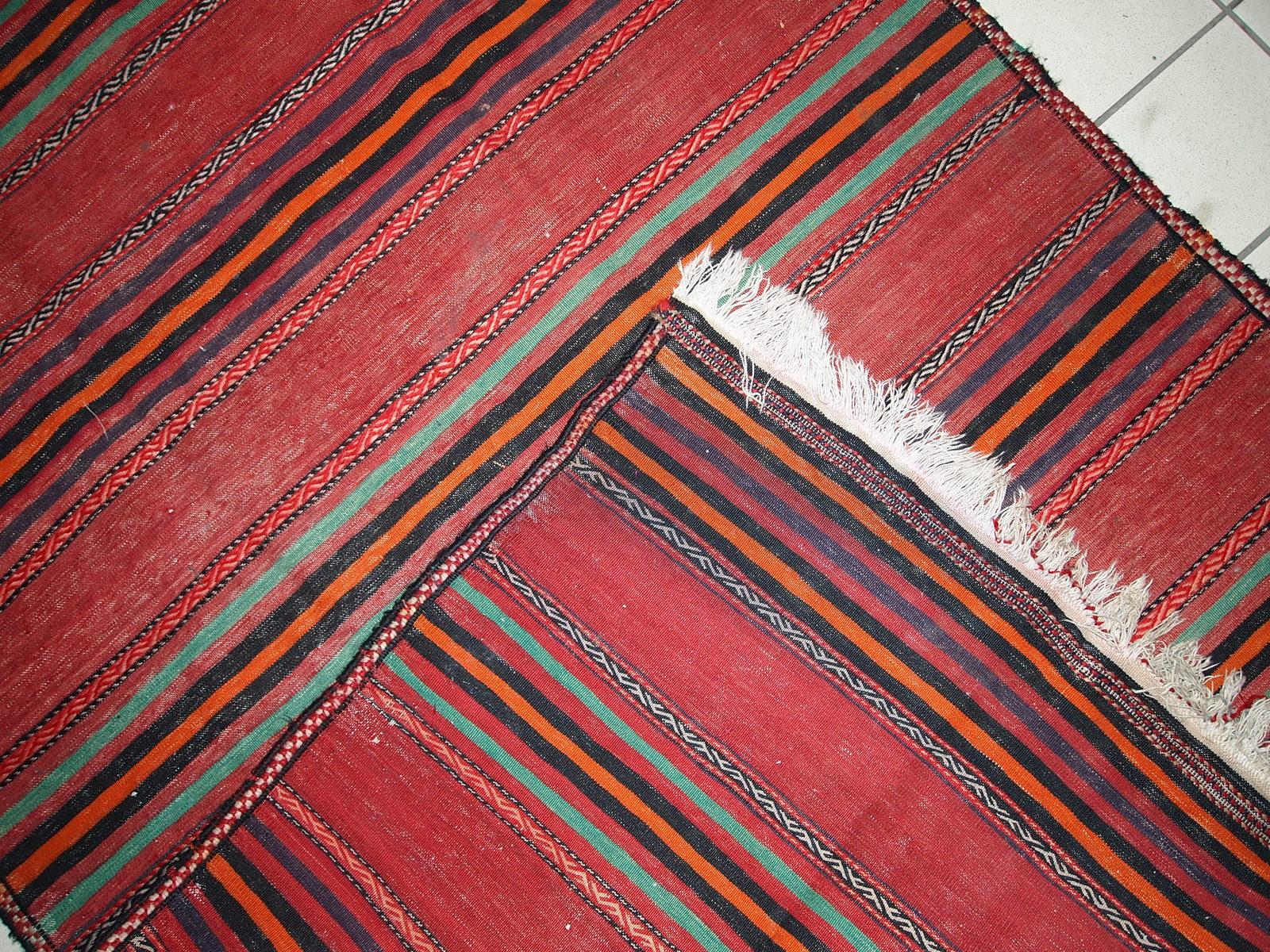 Handgefertigter Vintage-Teppich im Ardabil-Stil, 1940er Jahre, 1C596 im Zustand „Relativ gut“ im Angebot in Bordeaux, FR