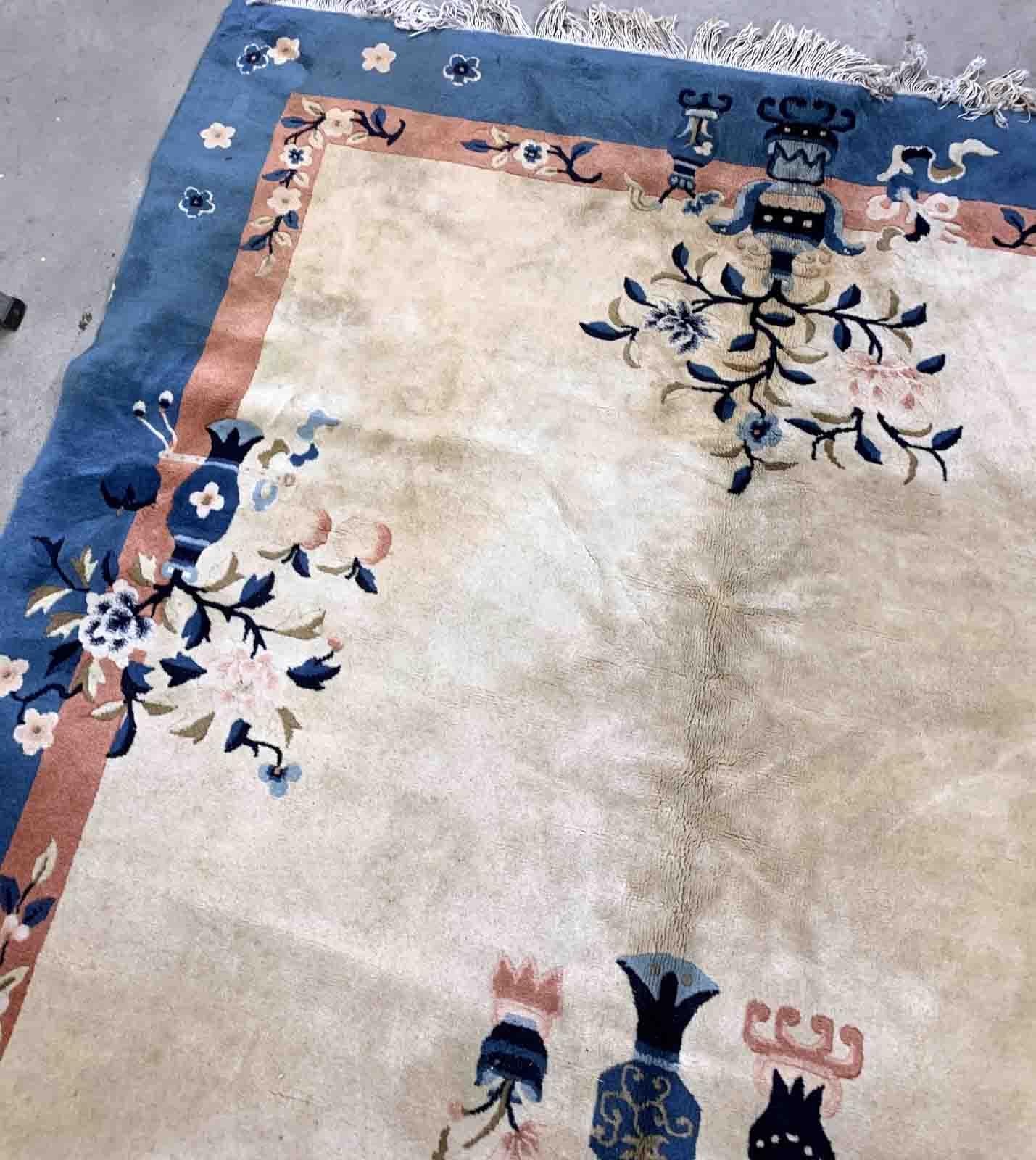 Mid-20th Century Handmade Vintage Art Deco Chinese Rug, 1930s, 1B916 For Sale
