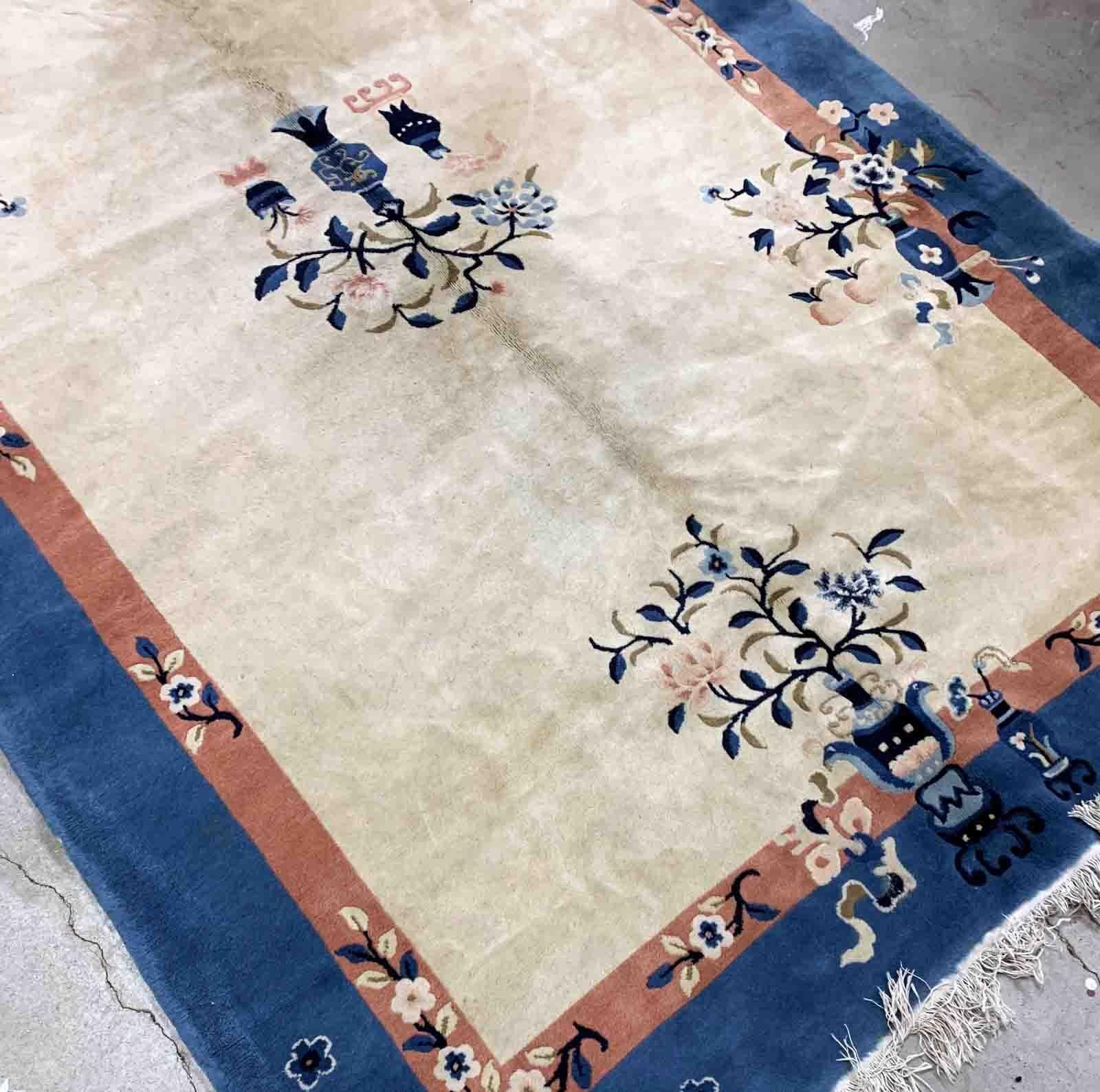 Handmade Vintage Art Deco Chinese Rug, 1930s, 1B916 For Sale 1