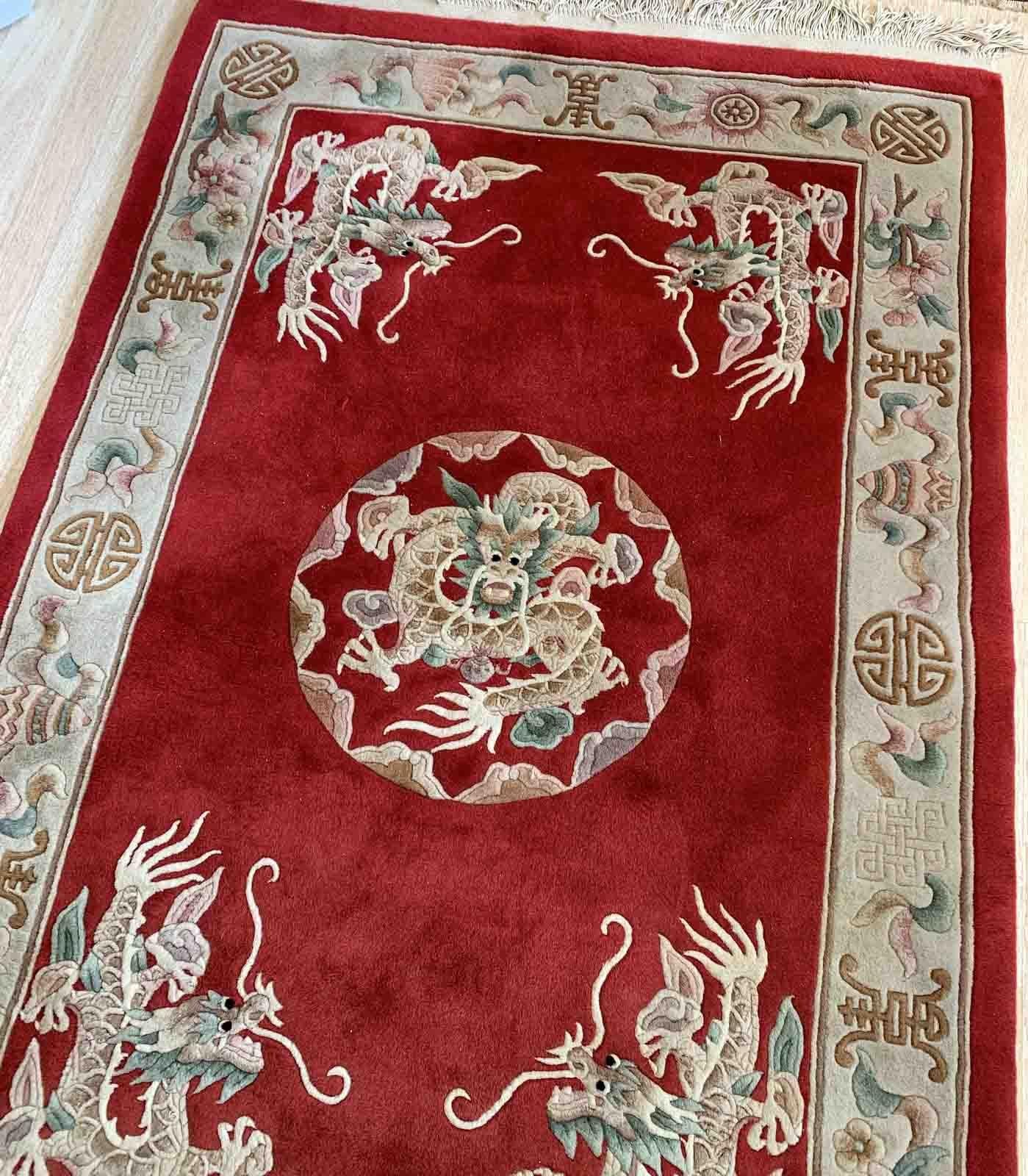Mid-20th Century Handmade Vintage Art Deco Chinese Rug, 1960s, 1B897 For Sale