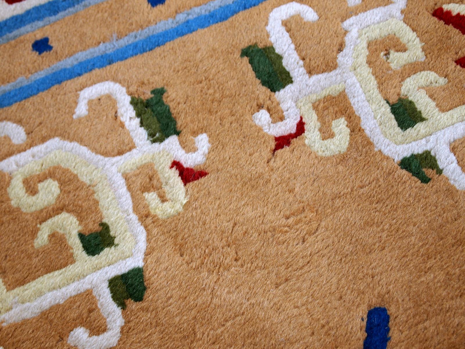Handgefertigter chinesischer Art-Déco-Teppich, 1960er Jahre, 1C429 (Chinesisch) im Angebot