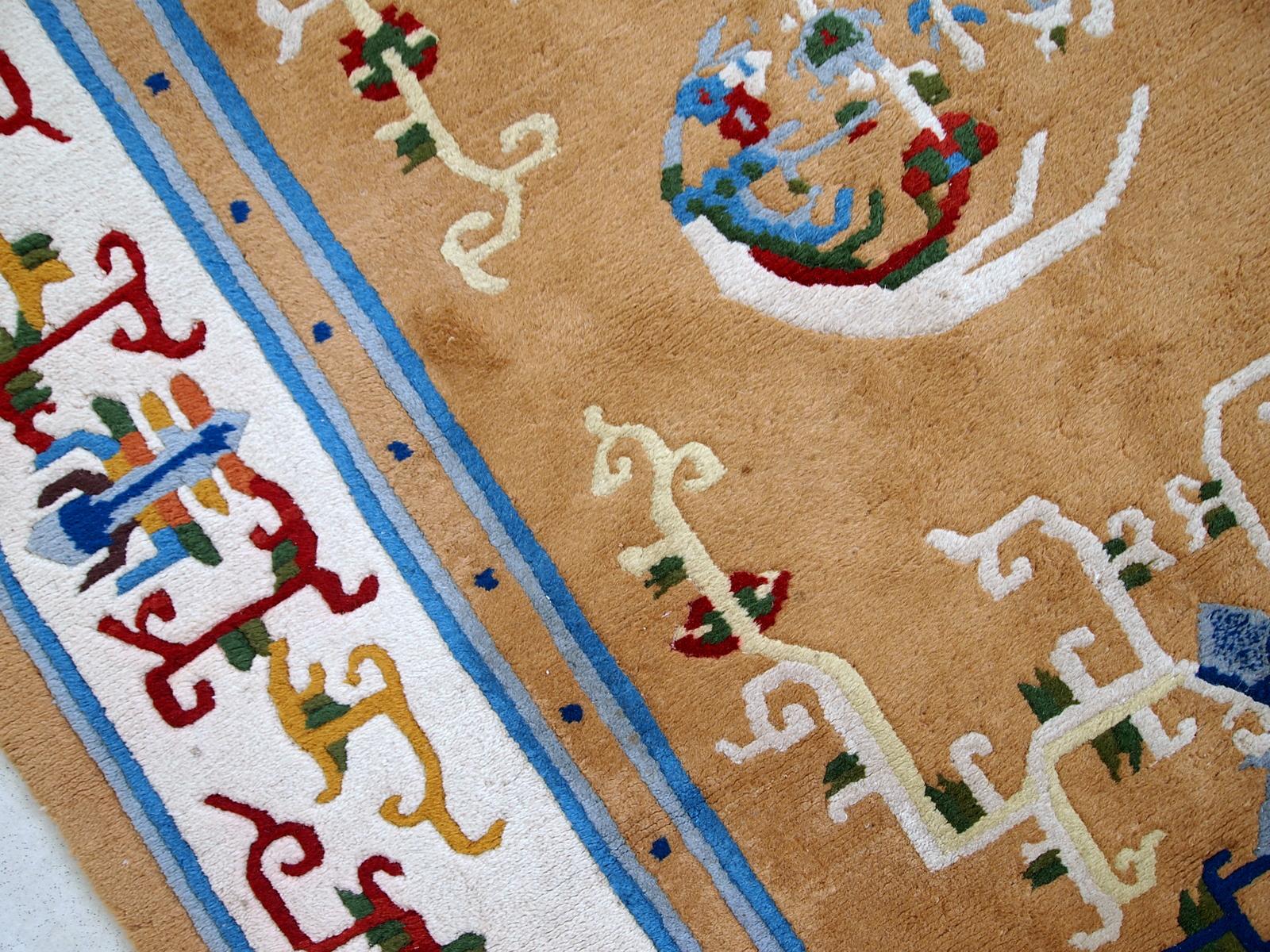 Handgefertigter chinesischer Art-Déco-Teppich, 1960er Jahre, 1C429 (Mitte des 20. Jahrhunderts) im Angebot