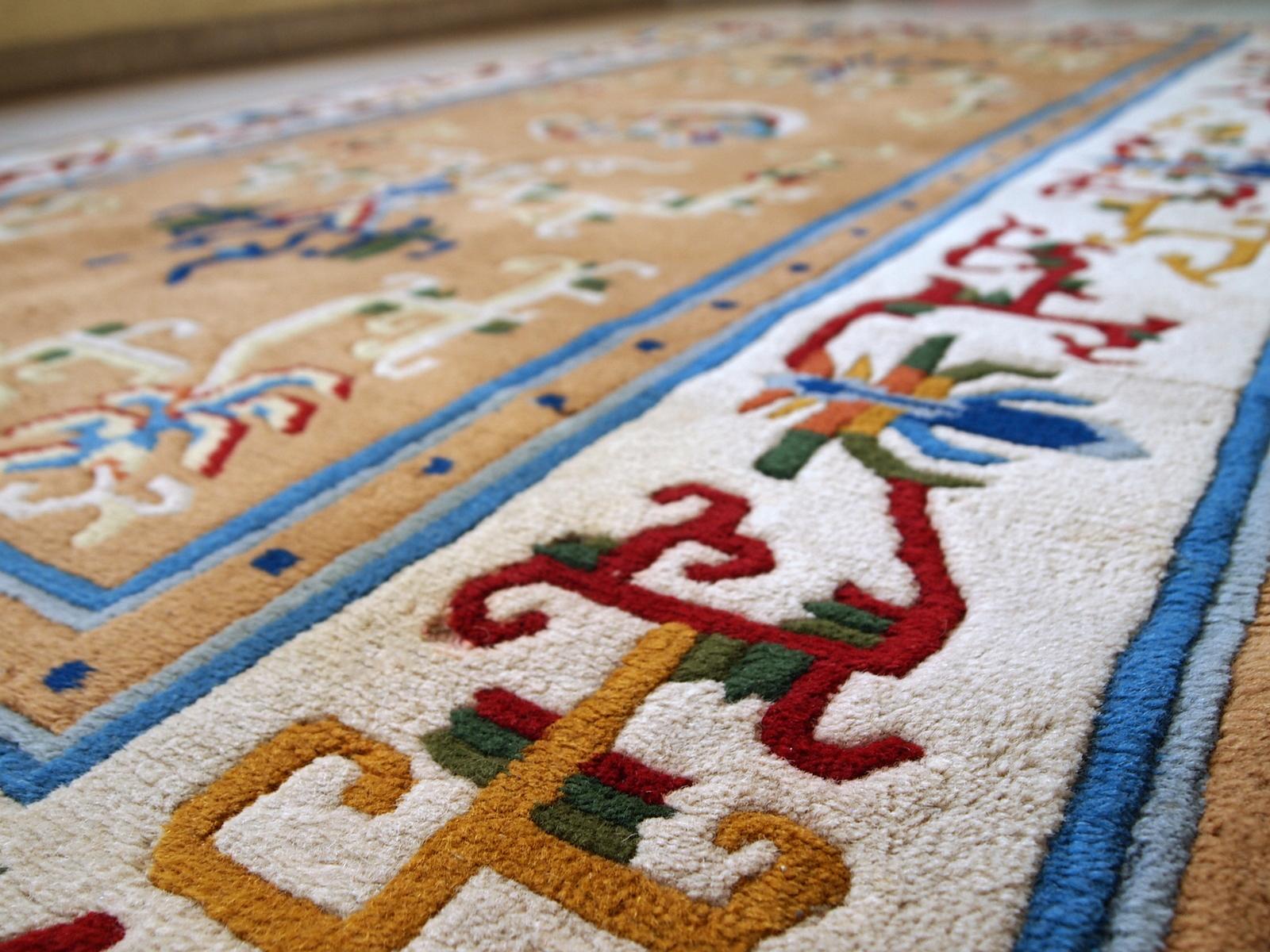 Handgefertigter chinesischer Art-Déco-Teppich, 1960er Jahre, 1C429 (Wolle) im Angebot