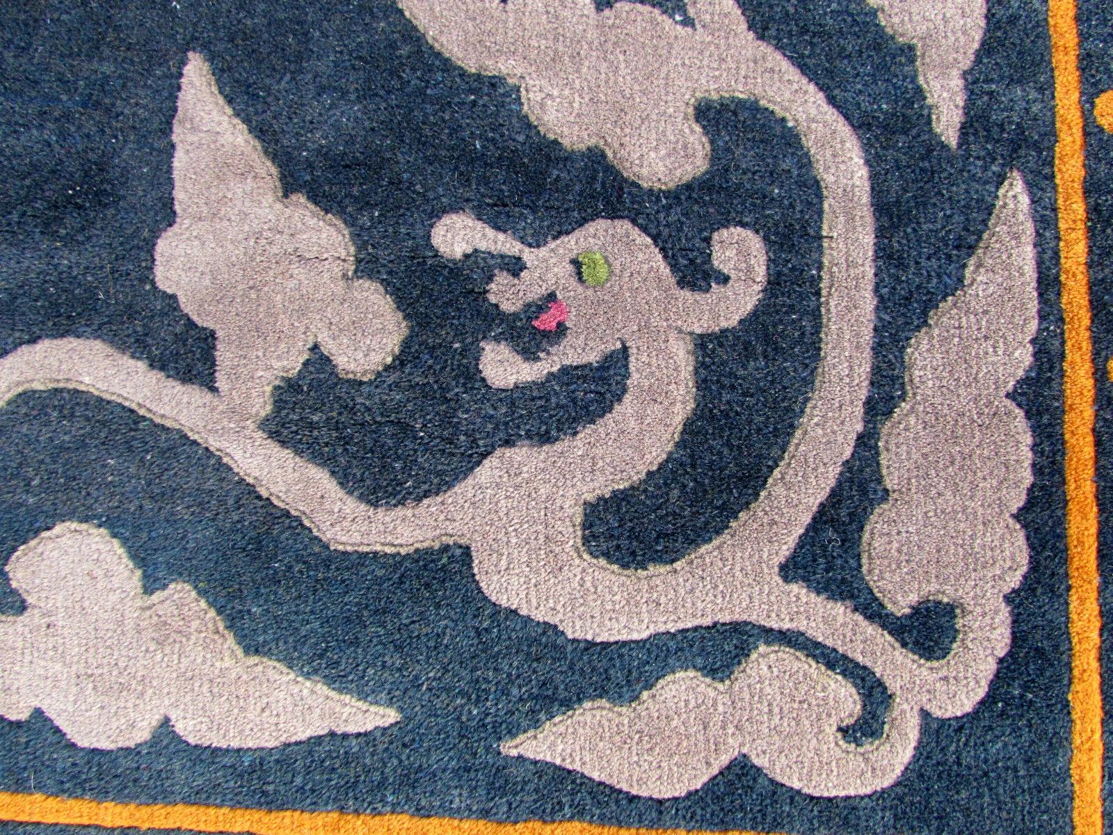 Wool Handmade Vintage Art Deco Chinese Rug, 1960s, 1Q0342