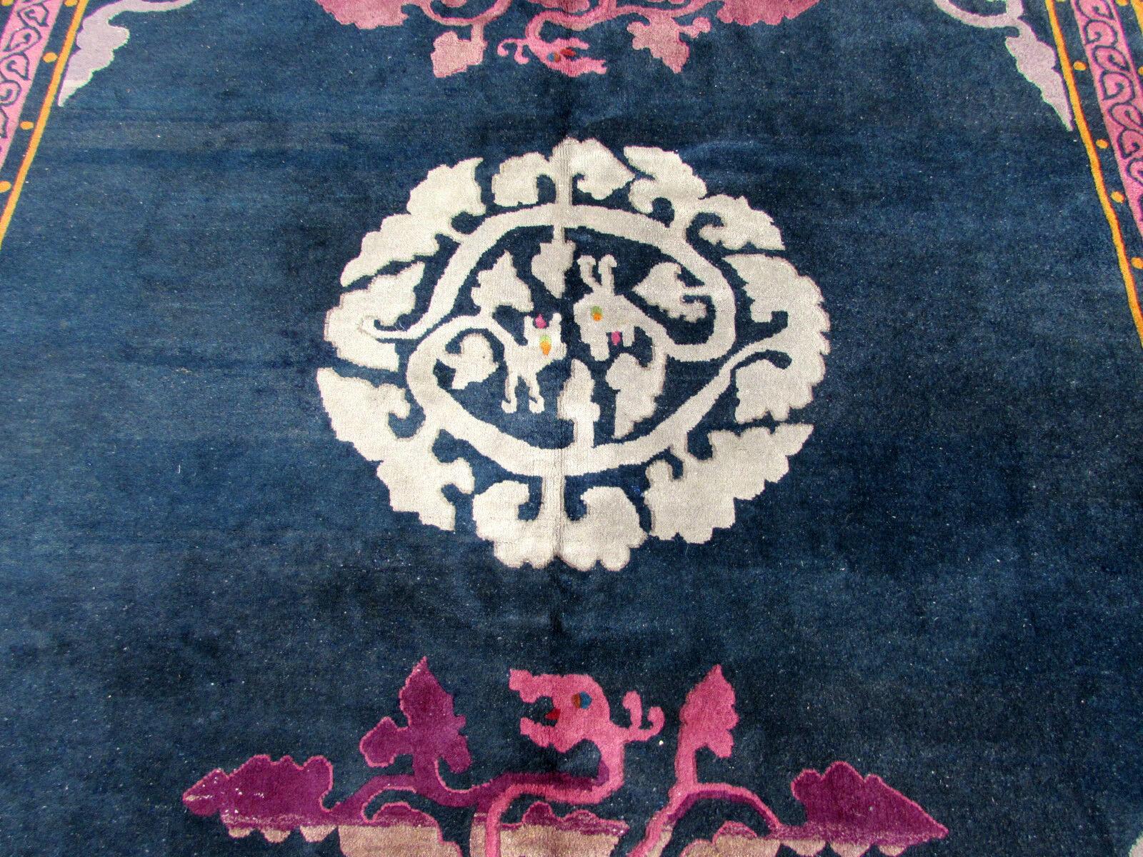 Handmade Vintage Art Deco Chinese Rug, 1960s, 1Q0342 3