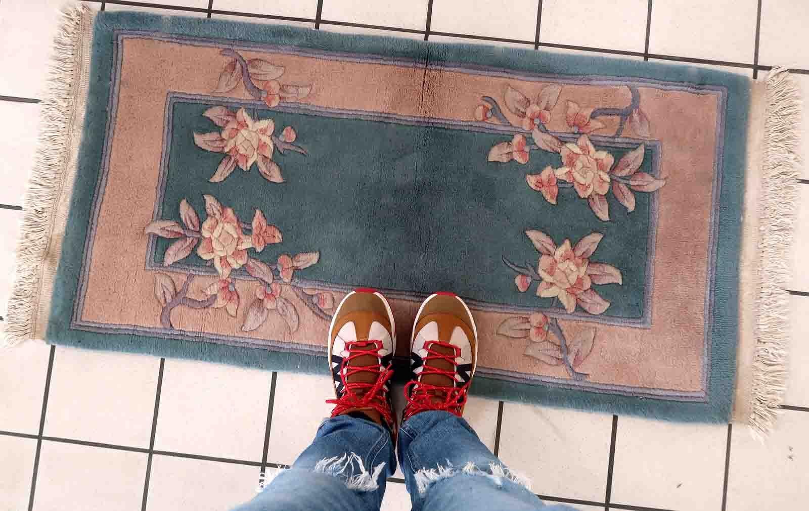Noué à la main Tapis chinois Art déco vintage fait à la main, années 1970, 1C1030 en vente