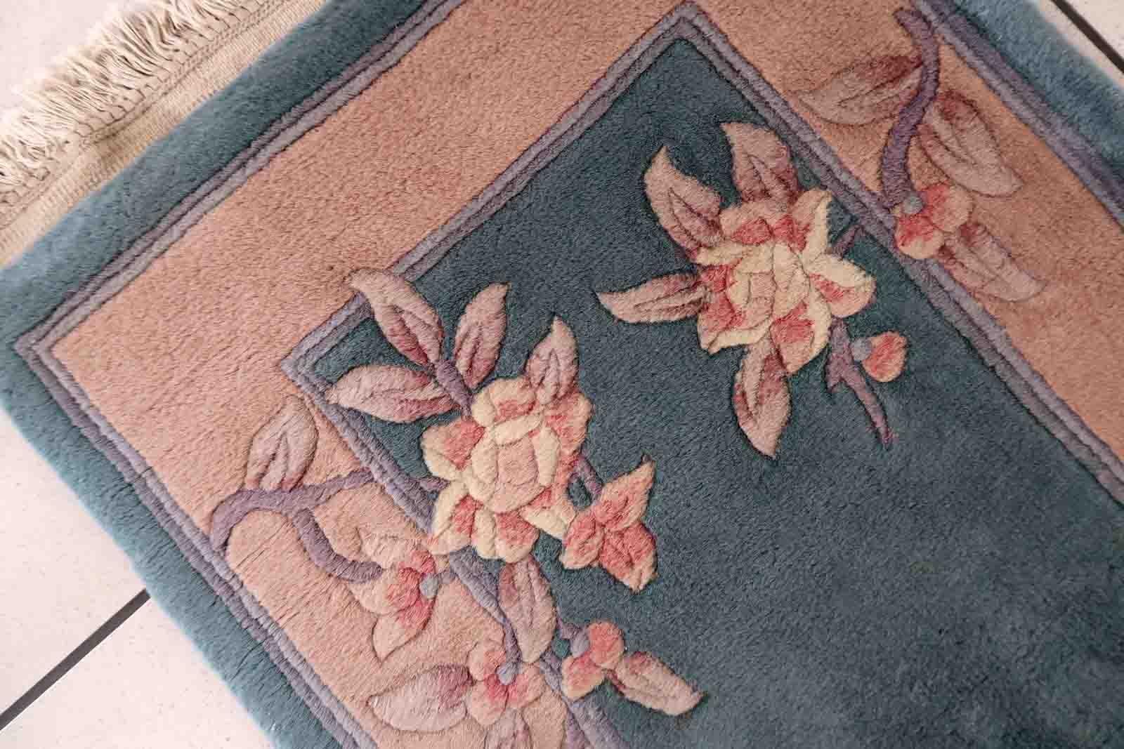 Tapis chinois Art déco vintage fait à la main, années 1970, 1C1030 Bon état - En vente à Bordeaux, FR