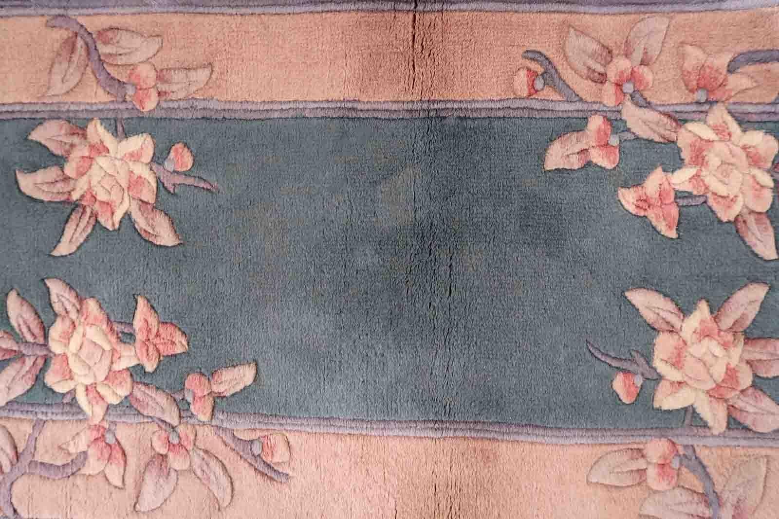Fin du 20e siècle Tapis chinois Art déco vintage fait à la main, années 1970, 1C1030 en vente