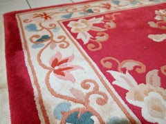 Vintage Art Deco Chinese Rug, Wool, Handmade, Circa 1970s, 2.5' x 4.5' - 1C442
