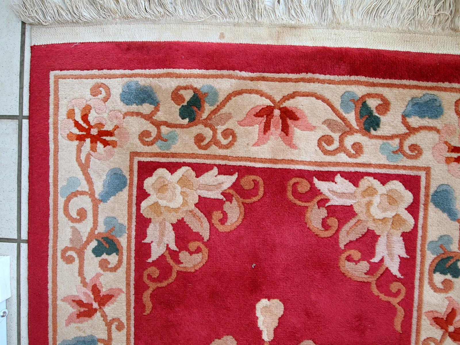 Handgefertigter chinesischer Vintage-Art-déco-Teppich, 1970er Jahre, 1C442 (Wolle) im Angebot