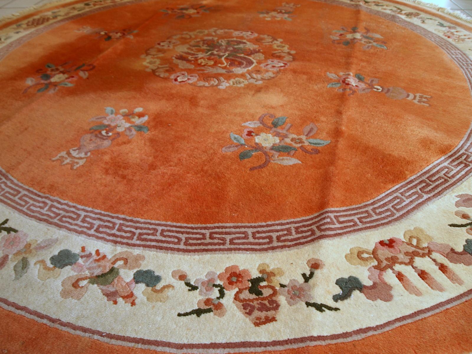 Handmade Vintage Art Deco Chinese Rug, 1970s, 1C737 5