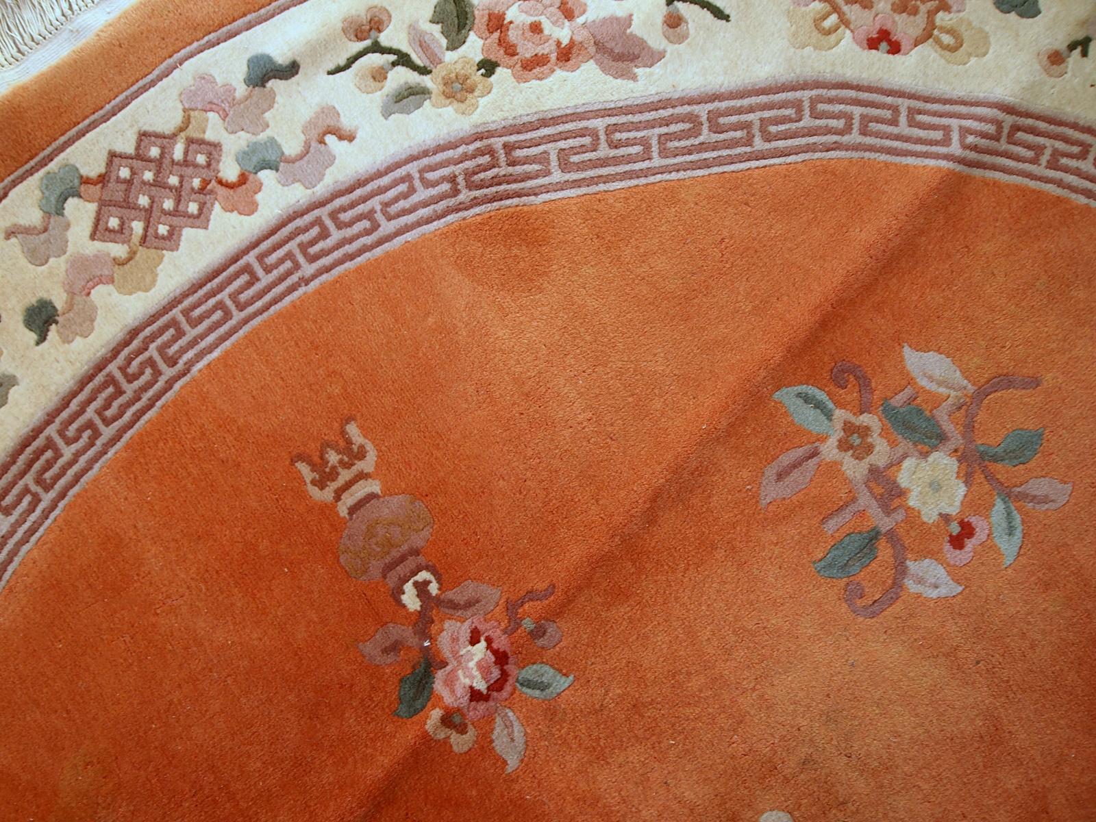 Late 20th Century Handmade Vintage Art Deco Chinese Rug, 1970s, 1C737